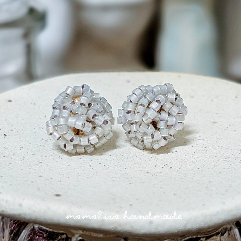 鉤針 串珠 編織   耳環 經典圓 可改夾式 - 耳環/耳夾/耳骨夾 - 其他材質 透明