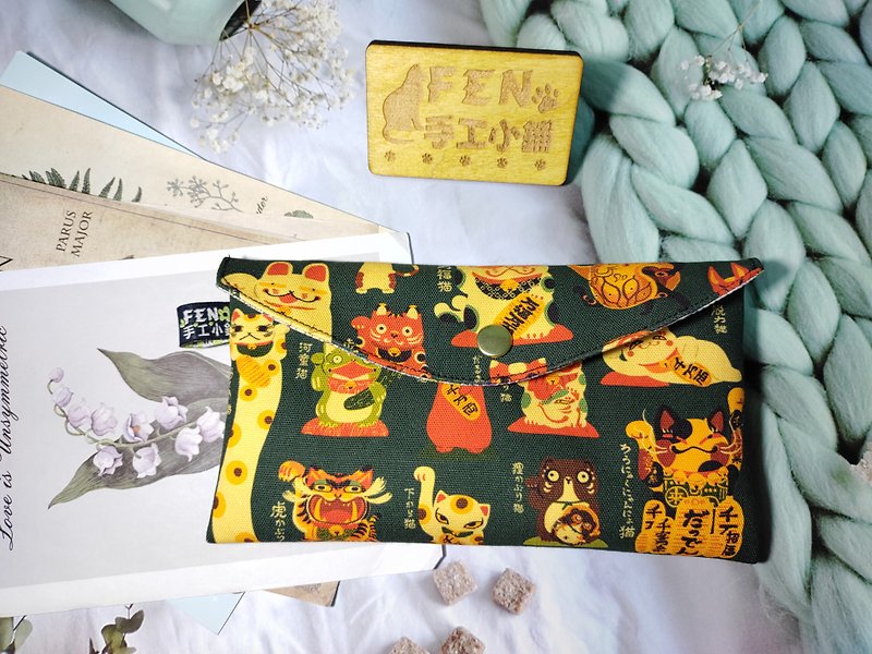 Japan's limited edition Oxford cloth monster Lucky Cat single layer cloth red envelope bag-handmade cloth red envelope bag-universal bag - Chinese New Year - Cotton & Hemp 