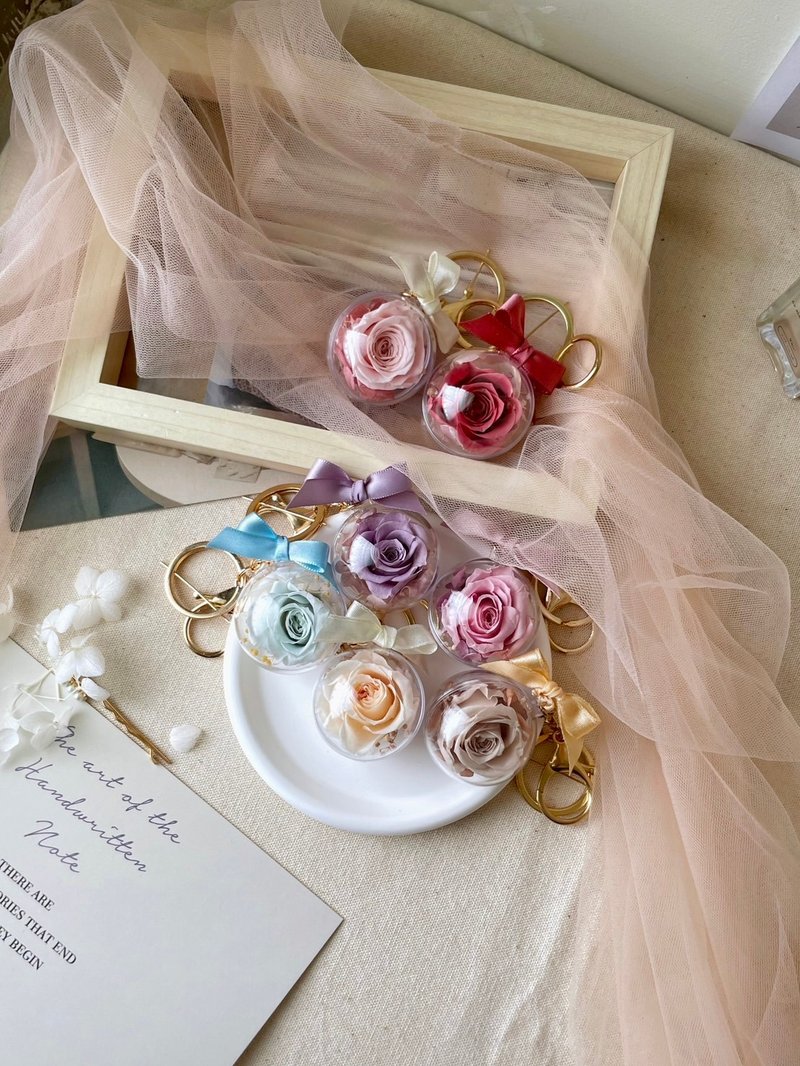 [Eternal Flower Bobo Ball Keychain] Dried flower texture gift small gift wedding favor table gift - ช่อดอกไม้แห้ง - พืช/ดอกไม้ 