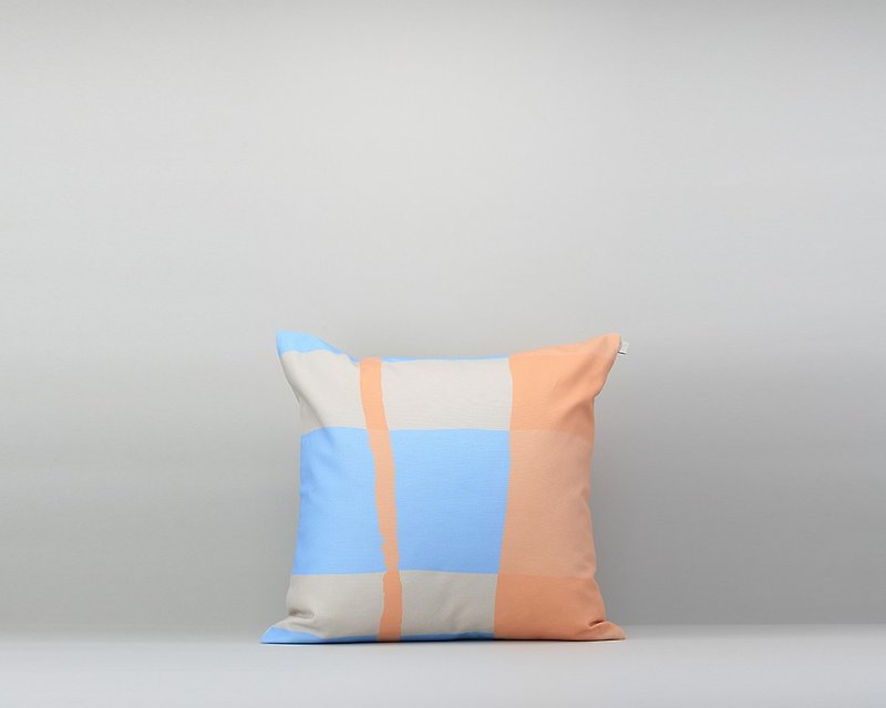 Sold Out_Pillow Cover / Waterproof Paint / Orange Blue / Without Pillow - หมอน - ผ้าฝ้าย/ผ้าลินิน สีส้ม
