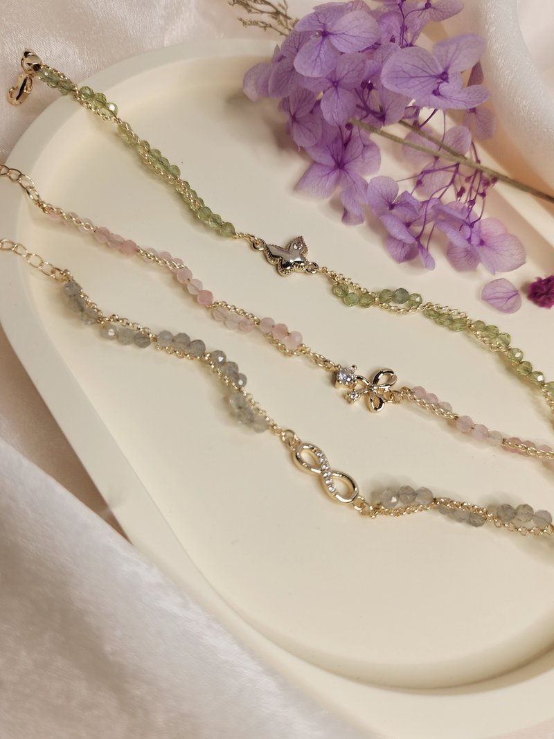 Nymph Flower Language-Moonstone/ Stone[Happiness and Good Luck] Misty Crystal Bracelet│Chinese Valentine's Day - Bracelets - Semi-Precious Stones Multicolor