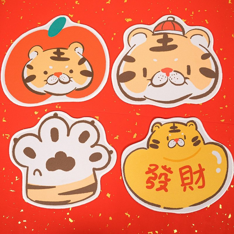 Cartoon tiger small paw small tiger head illustration mouse pad special-shaped cloth mouse pad - แผ่นรองเมาส์ - ยาง 