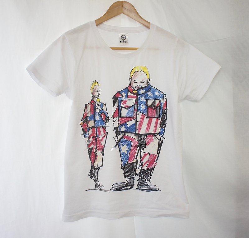 Fashionketch Big print T-shirt - เสื้อยืดผู้หญิง - ผ้าฝ้าย/ผ้าลินิน ขาว