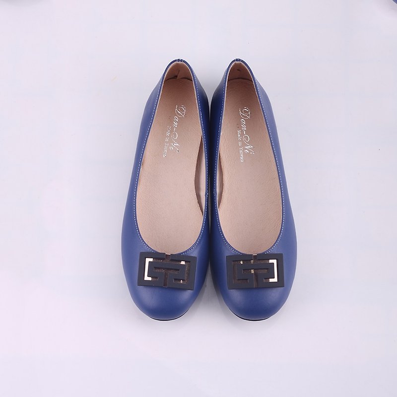 Maffeo 娃娃鞋 芭蕾舞鞋 萬字柔軟日本小牛皮娃娃鞋(藍色) - 芭蕾舞鞋/平底鞋 - 真皮 藍色