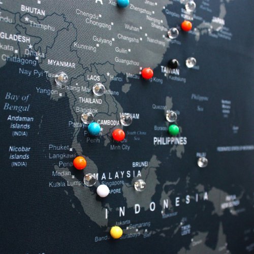 World Map Pins, Push Pins, Colorful Pins, Ball Pins