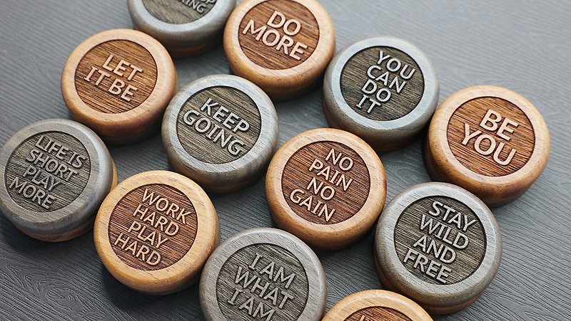 Log Magnet One Sentence Series Keep Going/No Pain No Gain/Be You - Magnets - Wood Brown