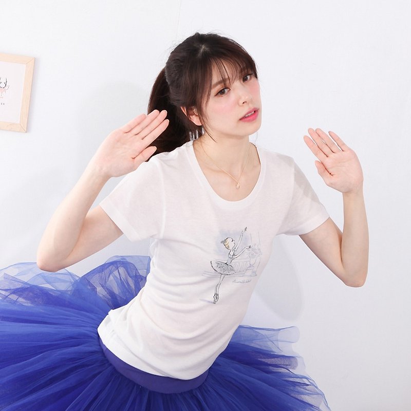 Yizhike Ballet | Sleeping Beauty Bluebird Ballet Round Neck Cotton Short Sleeve T-shirt - Women's T-Shirts - Cotton & Hemp White
