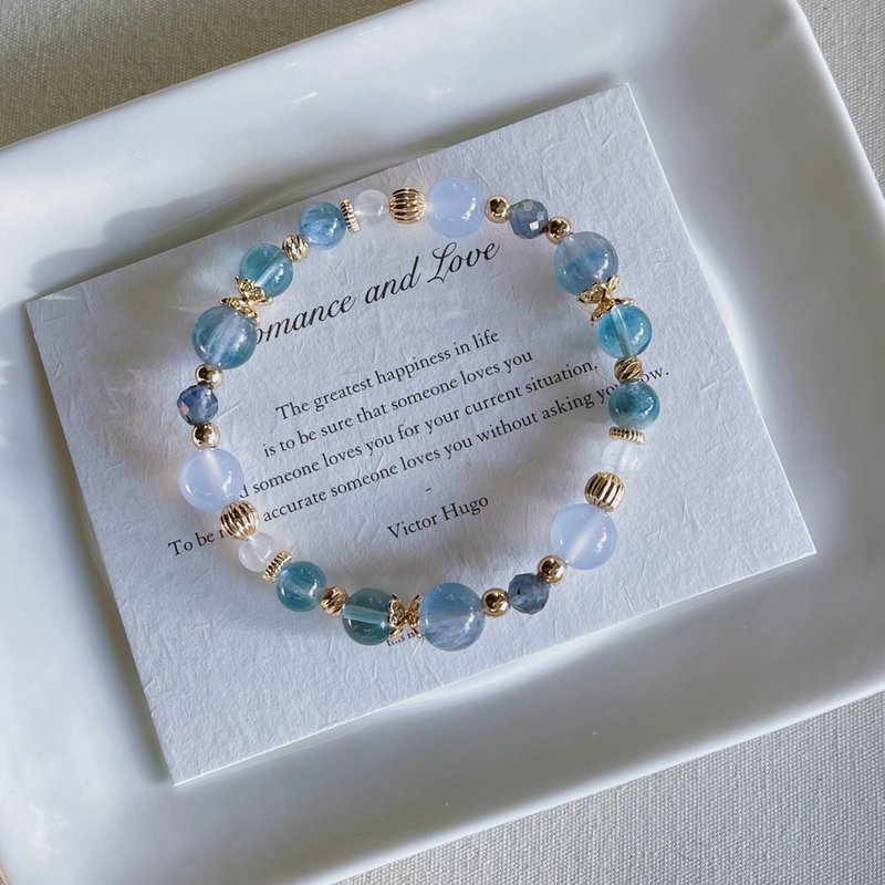 Lake Baikal | Fluorite + Blue Lace Agate | Inner Peace, Insight | Custom Crystal Bracelet - สร้อยข้อมือ - คริสตัล สีน้ำเงิน