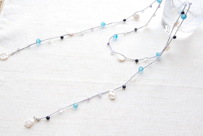 Rarietto blue of India beads (will also be the long necklace) - สร้อยคอยาว - เครื่องเพชรพลอย สีน้ำเงิน