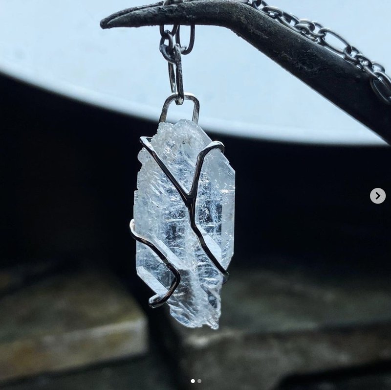 天然礦石 / 縫合水晶 / 白水晶原礦  /水晶項鍊 - 項鍊 - 水晶 銀色