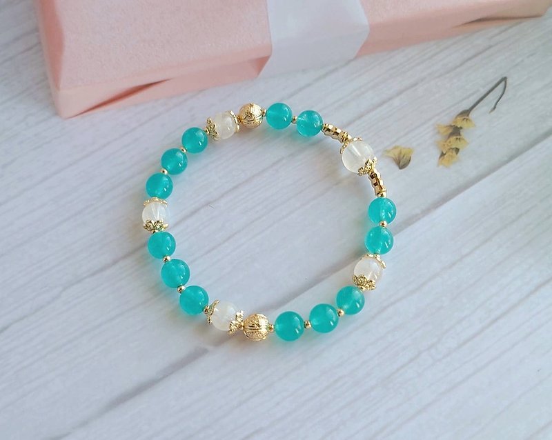 Ocean blue / Tianhe Stone Moonstone 14k gold - Accessories - Bracelets - Crystal Multicolor