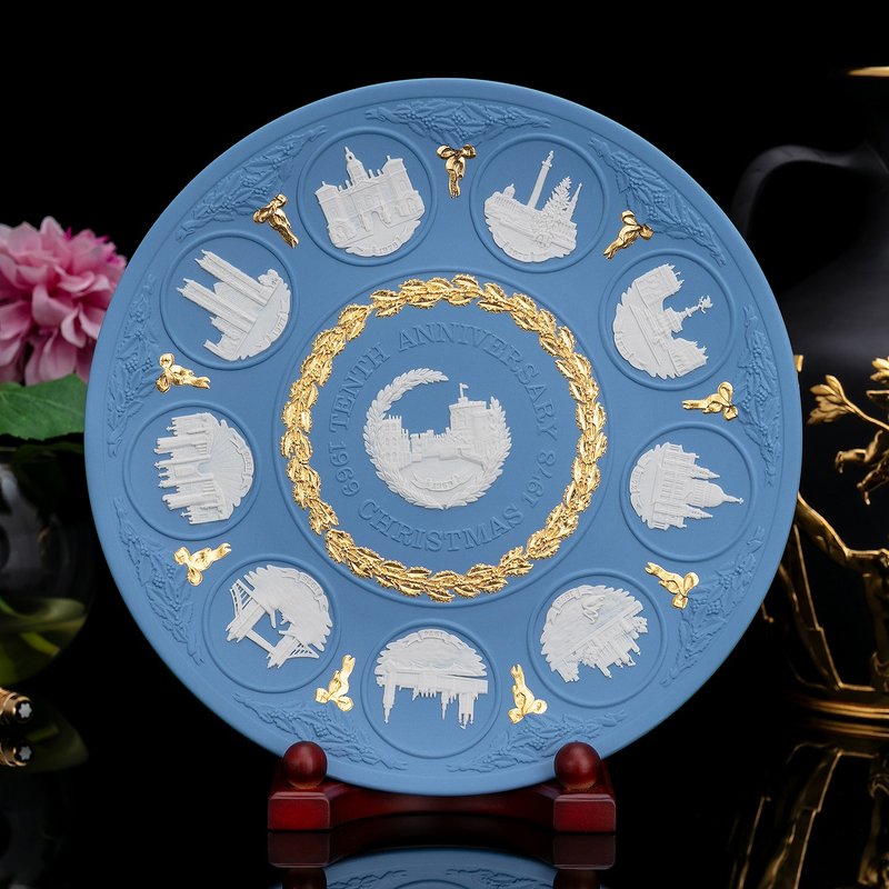 Wedgwood 1978英倫十週年紀念浮雕碧玉聖誕年度瓷盤 - 壁貼/牆壁裝飾 - 瓷 