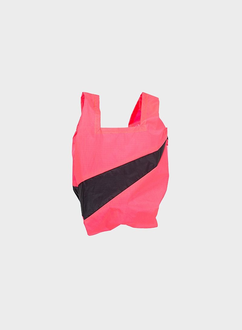 Shopping Bag, Fluo Pink & Black, SMALL - กระเป๋าถือ - ไนลอน สีแดง