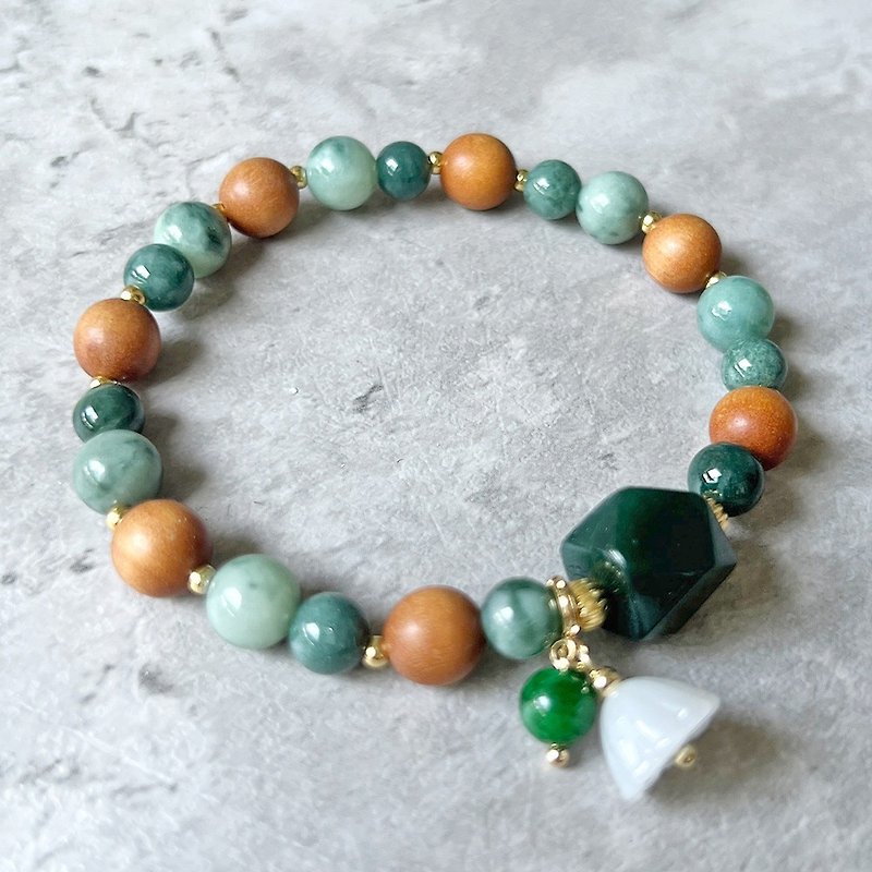 Natural jade bracelet birthday gift customized gift handmade jewelry natural gem - Bracelets - Jade Green