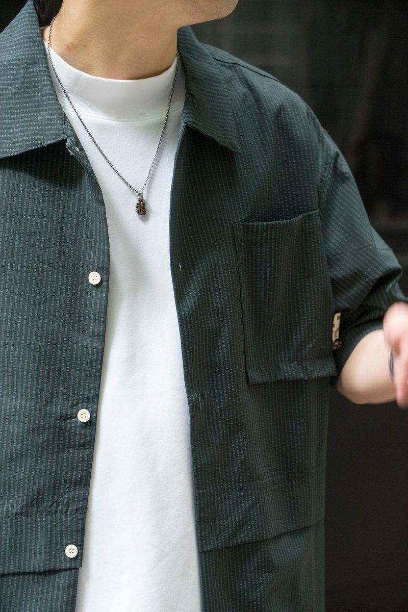 SHIRT 夏日輕薄透氣泡泡紗工裝寬鬆休閒短袖襯衫 日系潮流 - 男襯衫/休閒襯衫 - 棉．麻 多色