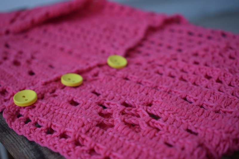 Pink girl cardigan, organic baby sweater, colorful clothing, eco friendly  - Tops & T-Shirts - Cotton & Hemp Pink
