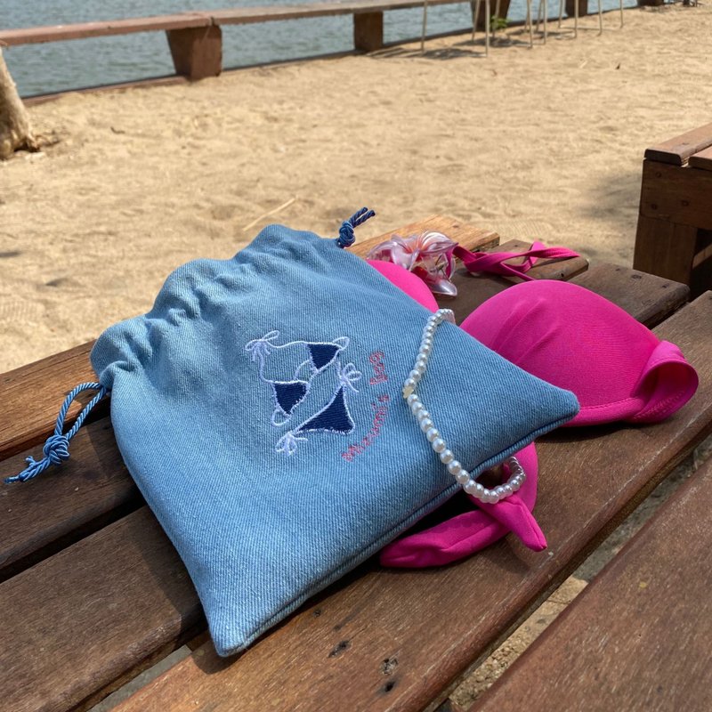 Bikini denim bag - 女泳衣/比基尼 - 其他材質 藍色