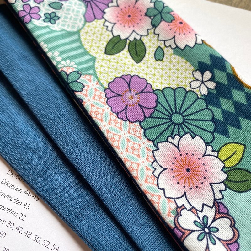 春漾藍櫻花 綁式髮帶 - 髮箍/髮帶 - 棉．麻 藍色