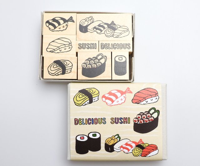 お寿司はんこセット*ラバースタンプ8個セット*RS044_y - ショップ