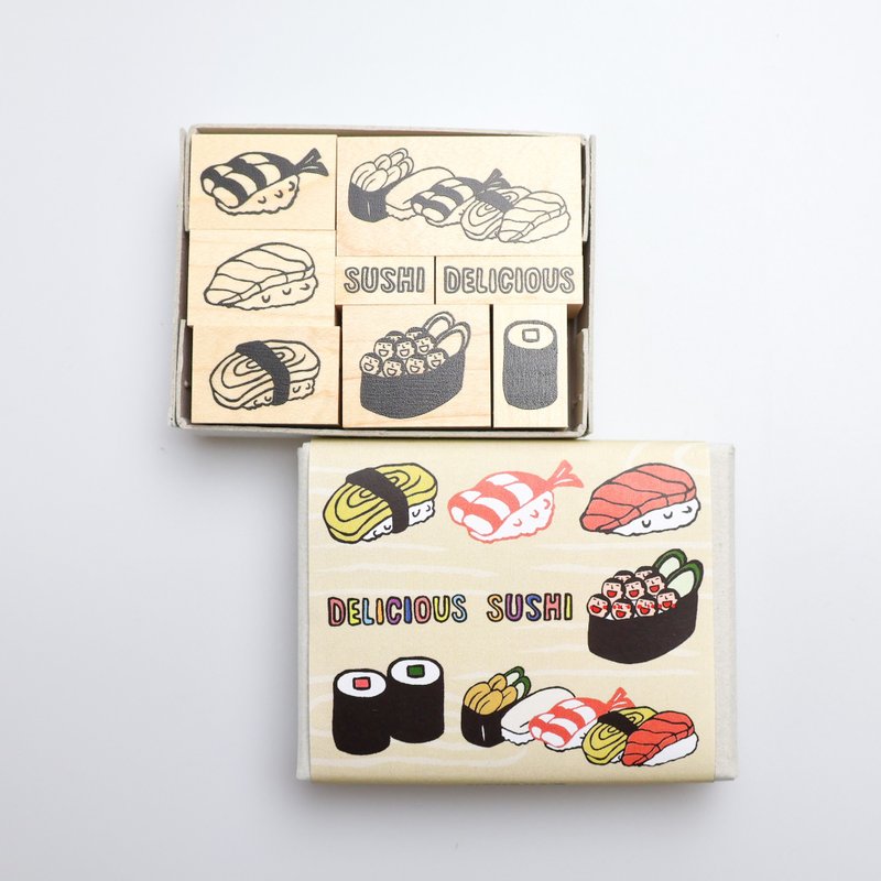 お寿司はんこセット*ラバースタンプ8個セット*RS044_y - 印章/印台 - 木頭 