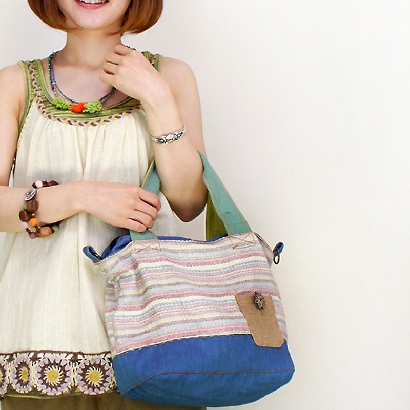 ☆ Hammock ☆ 彡 Denim patchwork shoulder bag - Messenger Bags & Sling Bags - Cotton & Hemp Blue
