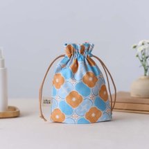 Drawstring small bag/Glass Begonia No. 18/Apricot Orange Blue/Classic New Color IV