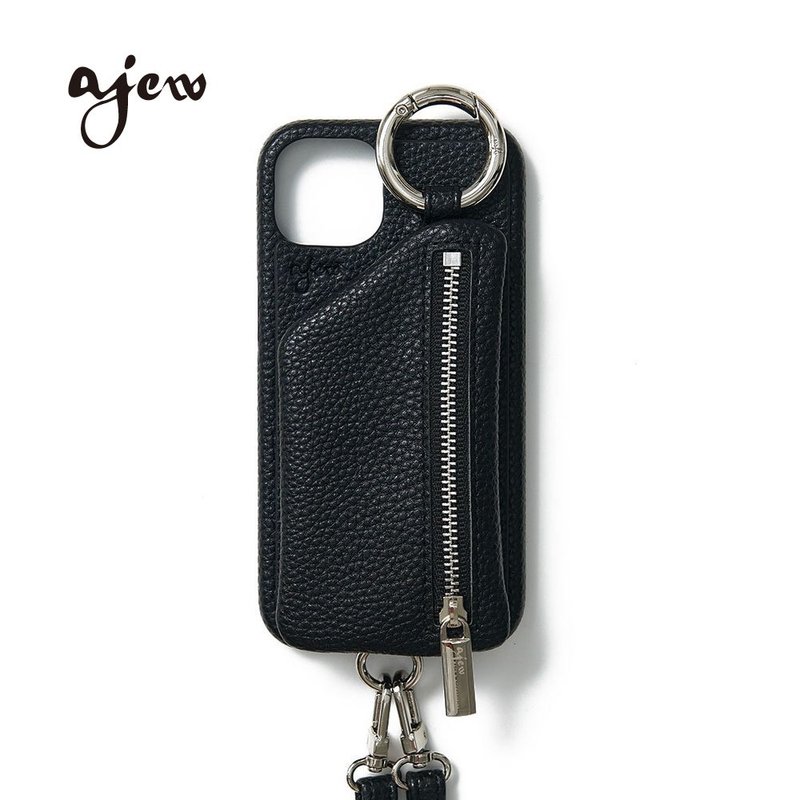 ajew cadenas 經典款拉鍊口袋手機殼 / black(含背帶) - 手機殼/手機套 - 人造皮革 黑色