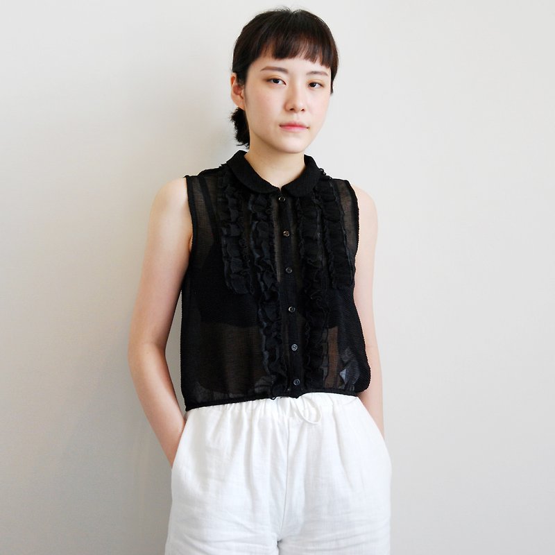 Ancient skin permeated pleated vest - Women's Tops - Other Materials 