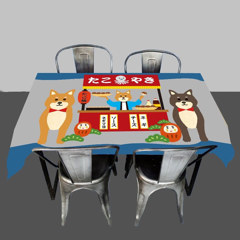 Shiba Inu tablecloth camping - ผ้ารองโต๊ะ/ของตกแต่ง - ผ้าฝ้าย/ผ้าลินิน สีนำ้ตาล