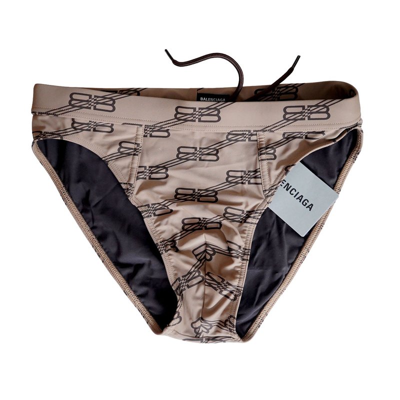 全新品 Balenciaga 咖啡色 Monogram 三角泳褲 法國潮流名牌潮牌 - 男泳衣/泳褲 - 聚酯纖維 卡其色