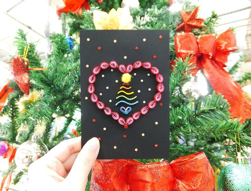 Hand made decorative cards-Christmas tree - การ์ด/โปสการ์ด - กระดาษ หลากหลายสี