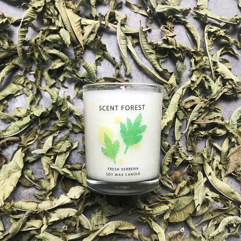 【融蠟燈可用】天然精油大豆香氛蠟燭 80g - 清新馬鞭草 - 蠟燭/燭台 - 玻璃 綠色