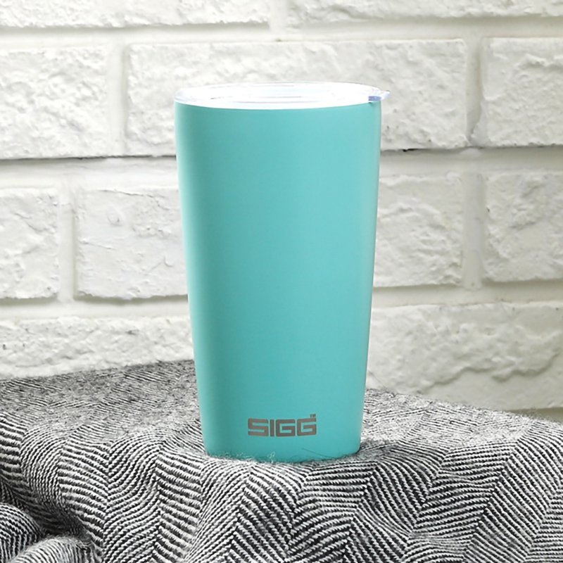 Swiss century-old SIGG Neso ceramic heat insulation accompanying mug/coffee mug/environmental protection mug 400ml-Glacier - กระบอกน้ำร้อน - สแตนเลส สีน้ำเงิน