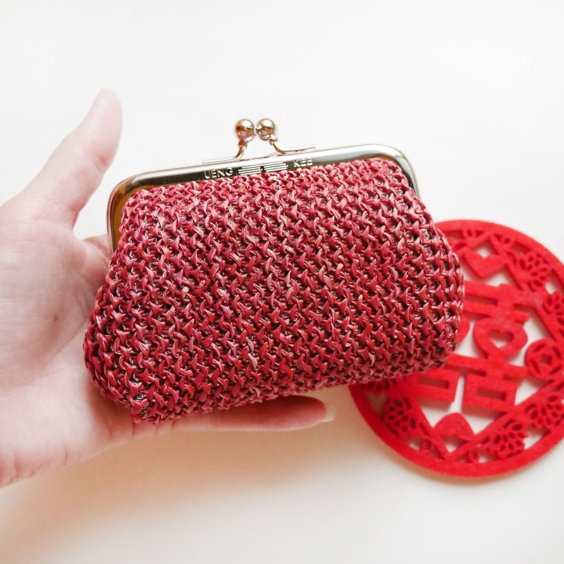 Taiwan flavor small purse woven red big mouth / mouth gold package [Made in Taiwan] - Coin Purses - Other Metals Red