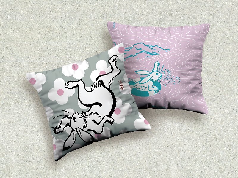 Paintings of Birds and Animals-Double-Sided Pillow (Includes Pillow Heart)-2 Ancient Japanese Takayamaji Comics - Pillows & Cushions - Other Man-Made Fibers 
