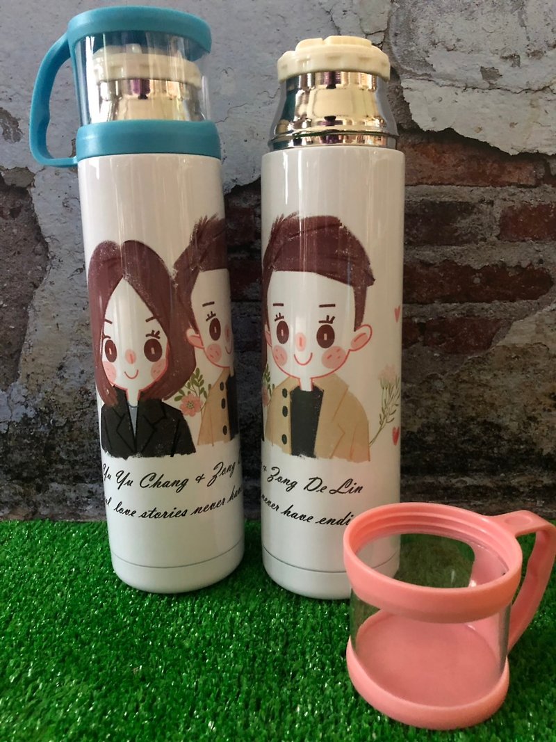 Customized hand-painted [baby dual-use thermos] Hand-painted Q version of hand-painted gifts hand-painted portraits - Vacuum Flasks - Stainless Steel White