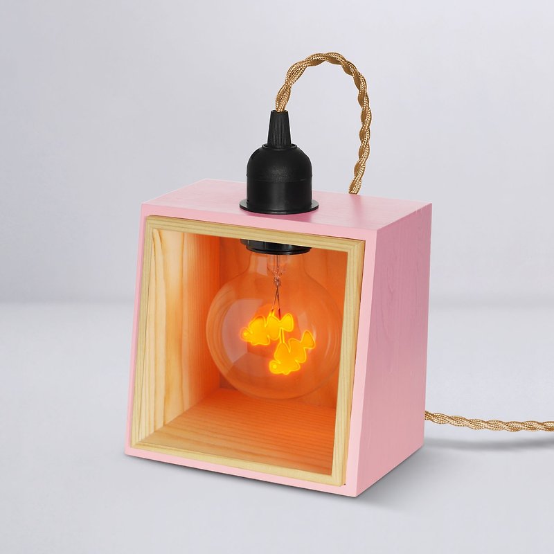 方形木制小夜燈 - 含1 個 自由雙魚燈泡 Edison-Style 愛迪生燈泡 - 燈具/燈飾 - 木頭 黑色