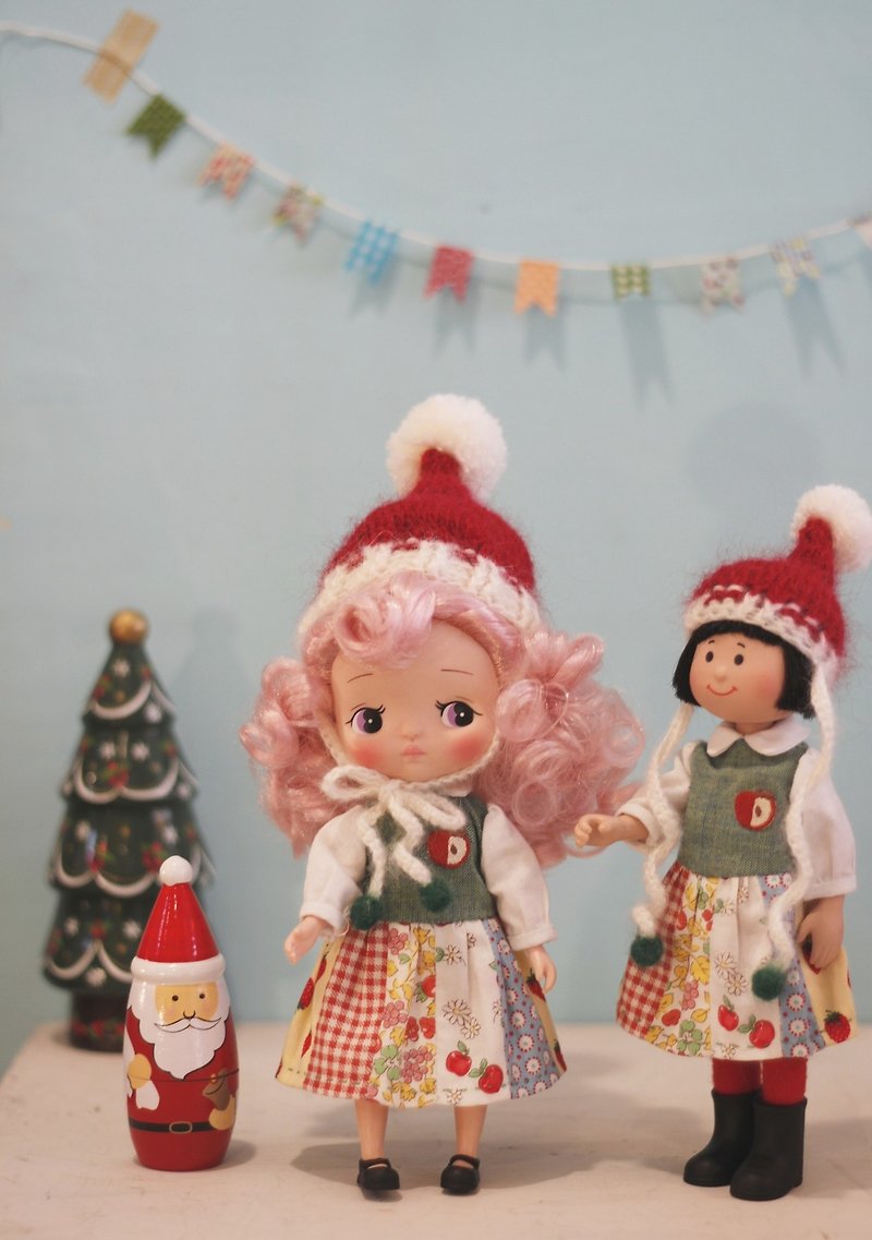 羊毛 帽子 紅色 - Holala尺寸手工編織聖誕限定精靈娃帽