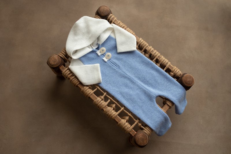 Other Metals Baby Accessories - Newborn boy romper, with hood and long sleeve romper for newborn boys