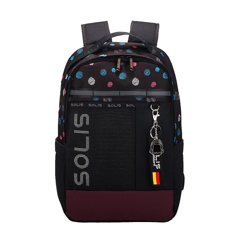 【Off-Season Sale】SOLIS Line Art Series│Casual Colorblock Backpack│Dots - กระเป๋าเป้สะพายหลัง - เส้นใยสังเคราะห์ 