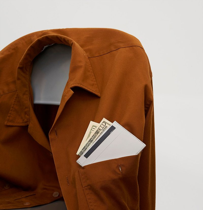 dash DA08 Card Wallet – Grey (Minimal Leather Bag) - กระเป๋าสตางค์ - หนังแท้ 