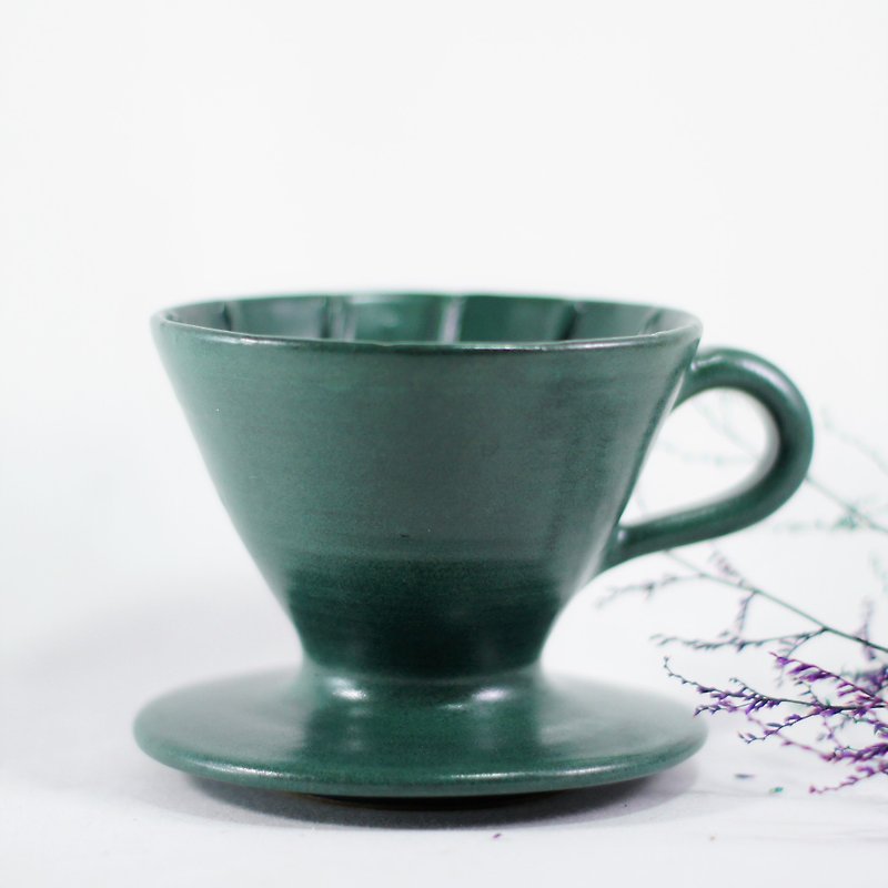 (cherished goods) cone chrome green coffee filter cup, 1~2 servings - Mugs - Pottery Green