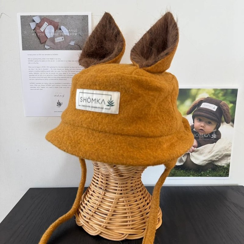 SHÓMKA 松鼠羊毛漁夫帽 WOOL SQUIRREL HAT 51cm - 男/女童裝 - 羊毛 咖啡色