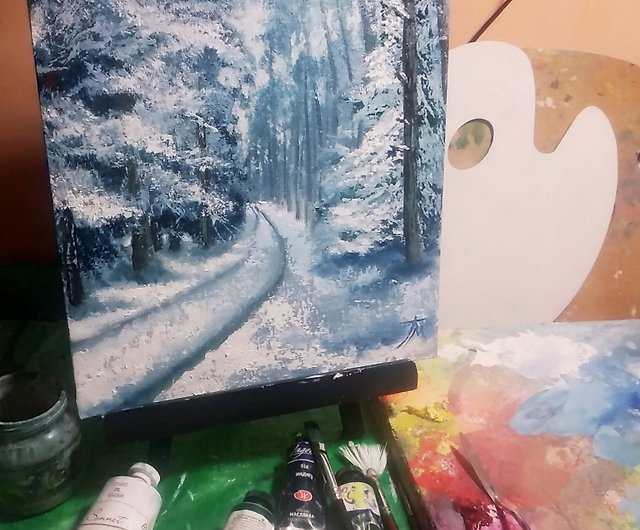 油絵。冬の風景。冬の絵。オリジナルアート - ショップ AboutART 