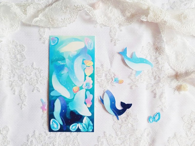 sea whale - cute animal seal sticker (hirin) - 貼紙 - 紙 藍色