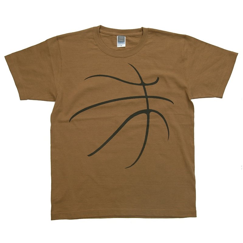 Basketball Print T-shirt Unisex XXL Size - เสื้อฮู้ด - ผ้าฝ้าย/ผ้าลินิน สีนำ้ตาล