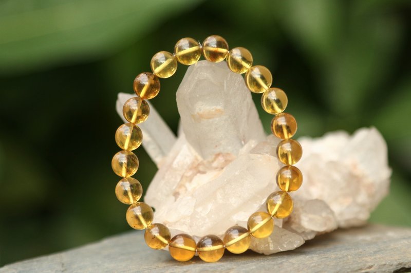 【手環系列】8.3mm 緬甸琥珀 金珀手環 小精品圓珠 - 手鍊/手環 - 寶石 