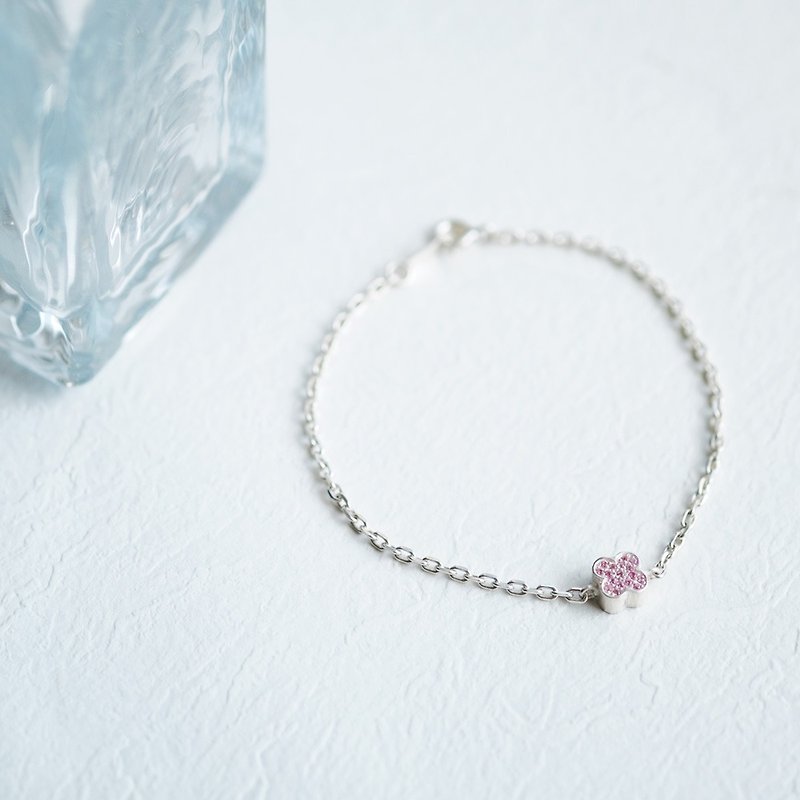 其他金屬 手鍊/手環 粉紅色 - pink clover bracelet Silver 925