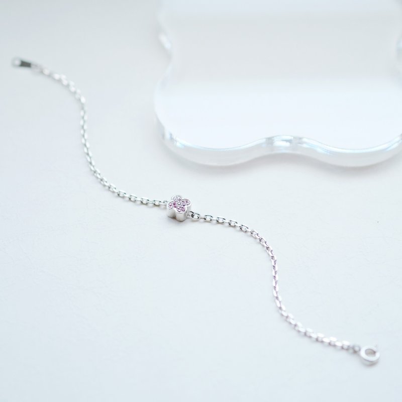 Pink clover bracelet Silver 925 - Bracelets - Other Metals Pink