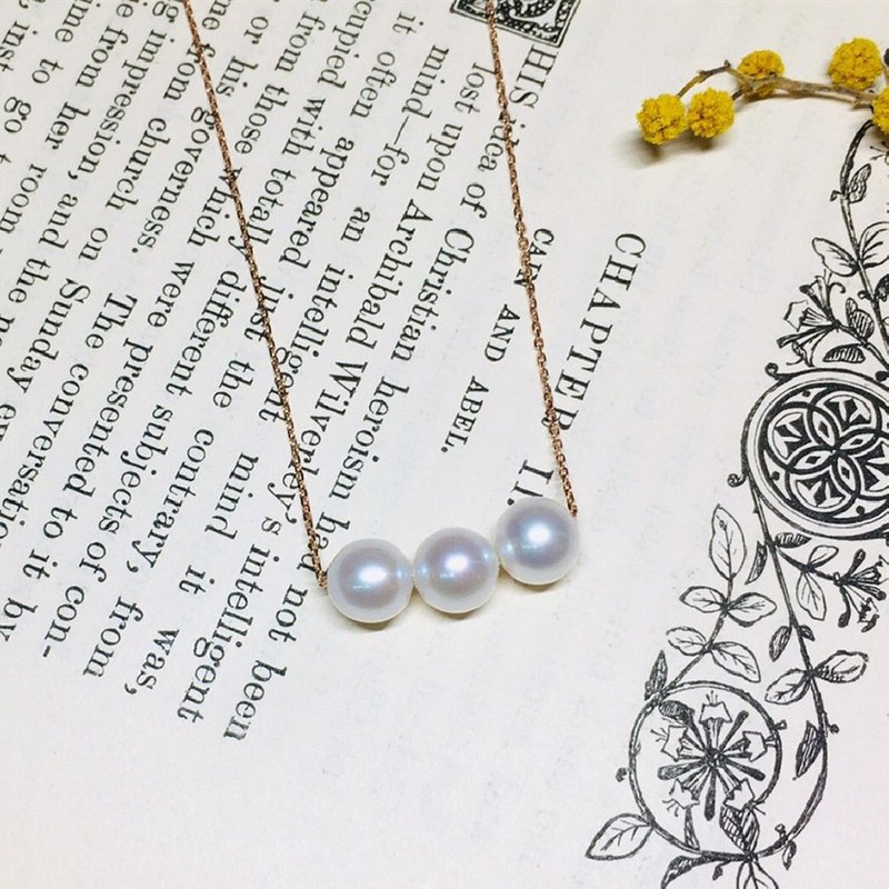 【Moriarty Jewelry】French Elegance-Freshwater Cultured Pearl-Pearl Necklace - สร้อยคอ - โรสโกลด์ 